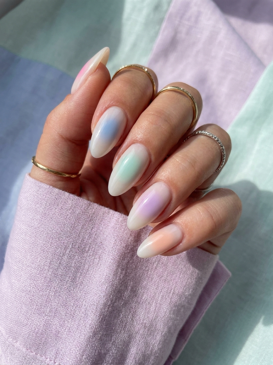 Pastel Rainbow Aura Nails